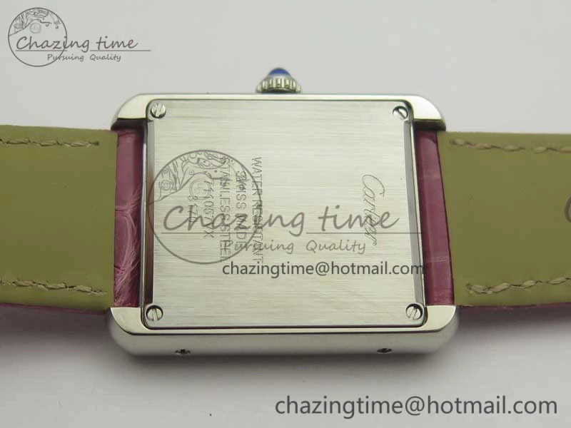 ComfortFit Tank Solo Ladies 25mm SS K11 1:1 Best Edition Pink Dial on Pink Leather Strap Ronda Quartz 10684