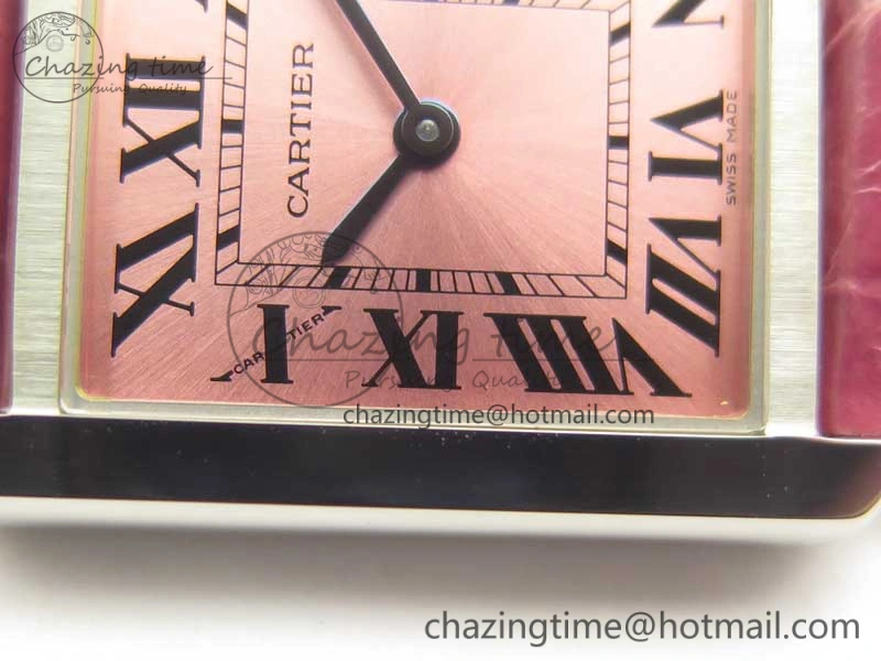 ComfortFit Tank Solo Ladies 25mm SS K11 1:1 Best Edition Pink Dial on Pink Leather Strap Ronda Quartz 10684