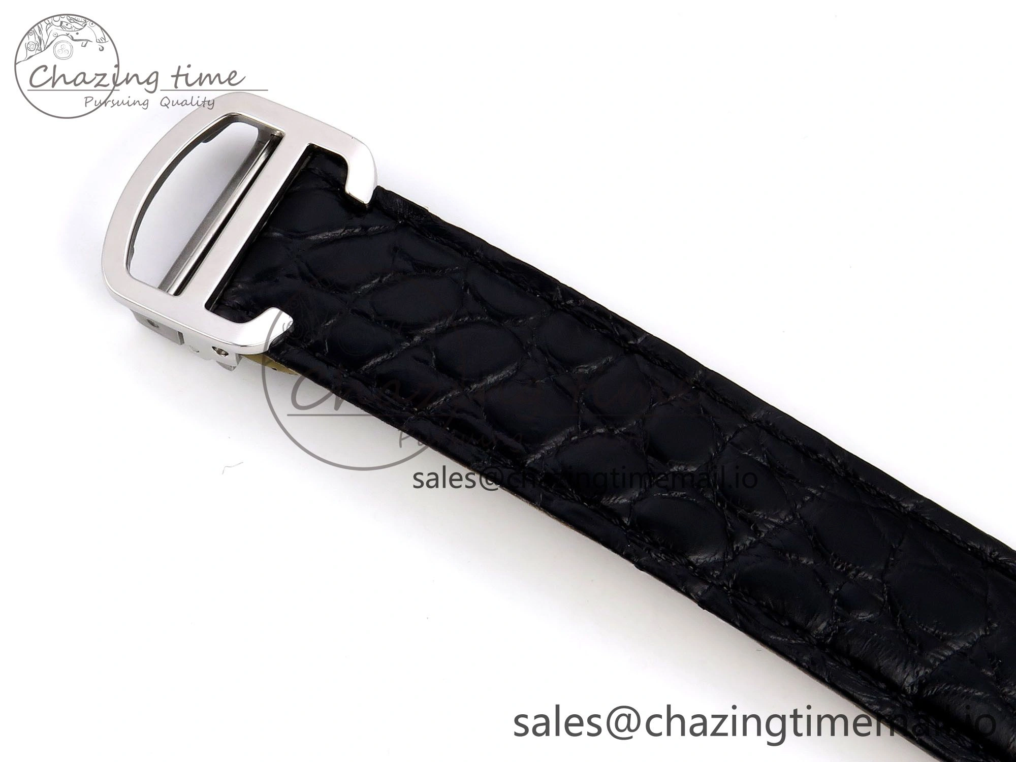 Effortless Tank Solo Ladies 28mm SS AF 1:1 Best Edition White Dial Diamonds Bezel on Black Croco Strap Ronda Quartz 5914