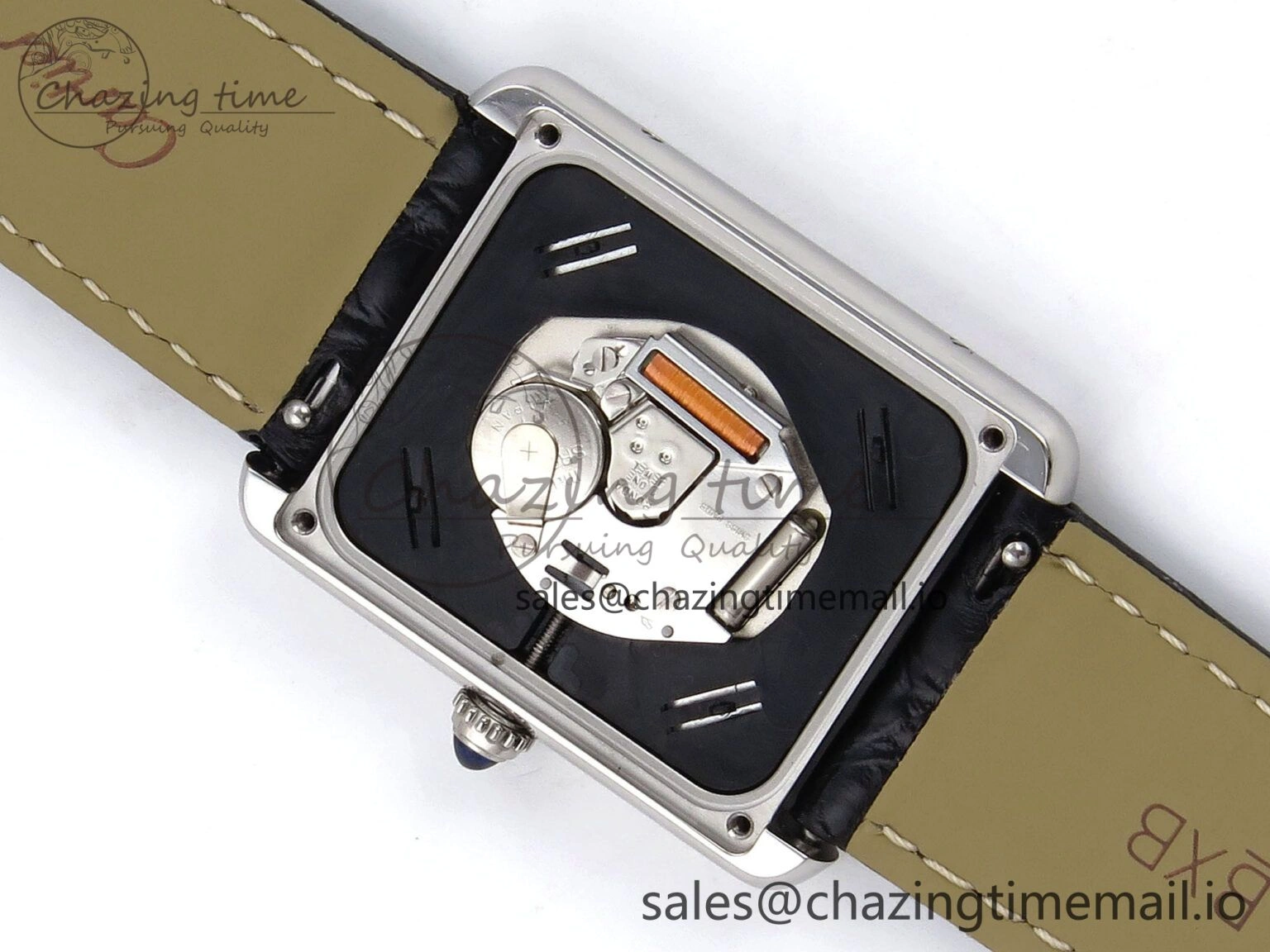 Effortless Tank Solo Ladies 28mm SS AF 1:1 Best Edition White Dial Diamonds Bezel on Black Croco Strap Ronda Quartz 5914