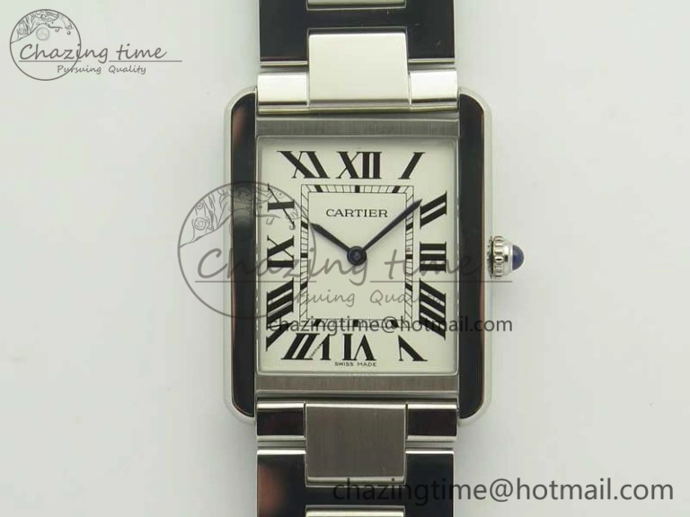 Tank Solo Ladies 28mm SS K11F 1:1 Best Edition White Dial on SS Bracelet Ronda Quartz Cozy 10672