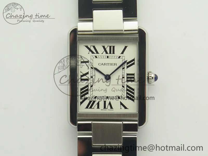 Tank Solo Ladies 28mm SS K11F 1:1 Best Edition White Dial on SS Bracelet Ronda Quartz Lightweight 6196