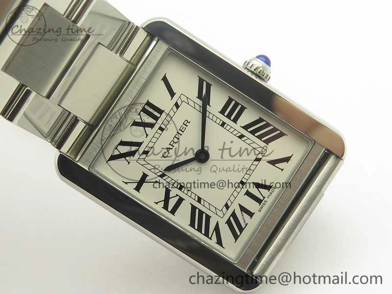 Tank Solo Ladies 28mm SS K11F 1:1 Best Edition White Dial on SS Bracelet Ronda Quartz Lightweight 6196