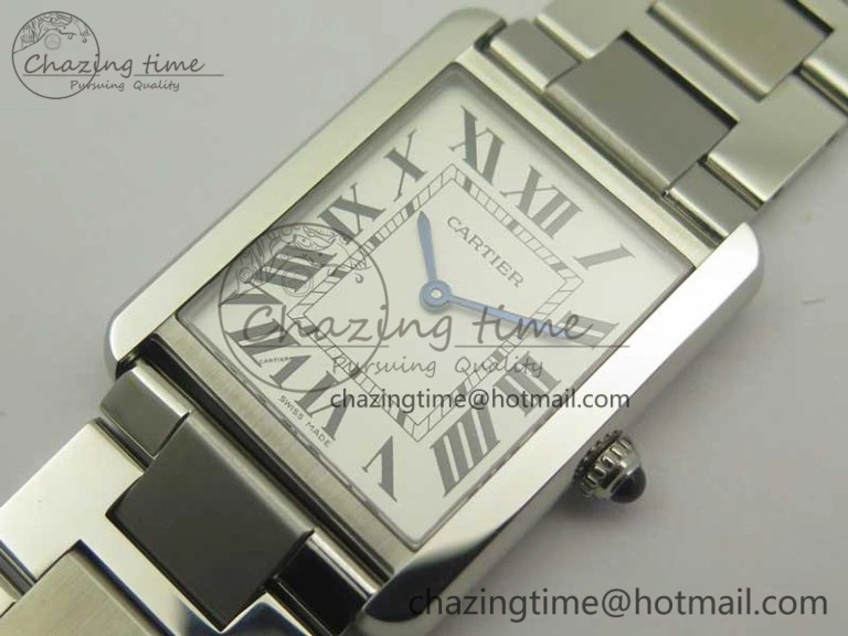 Tank Solo Ladies 28mm SS K11F 1:1 Best Edition White Dial on SS Bracelet Ronda Quartz Lightweight 6196