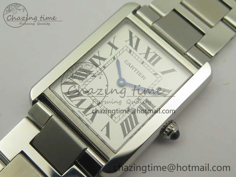 Tank Solo Ladies 28mm SS K11F 1:1 Best Edition White Dial on SS Bracelet Ronda Quartz Lightweight 6196