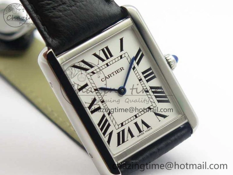 Tank Solo Ladies 28mm SS ZF 1:1 Best Edition White Dial On Leather Strap Ronda Quartz Comfortable 6258
