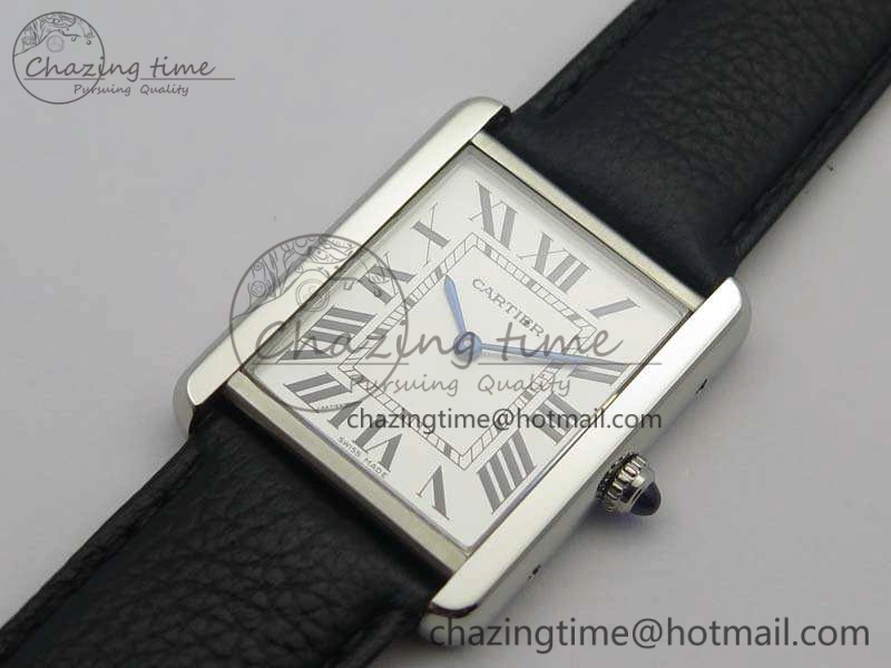 Tank Solo Ladies 28mm SS ZF 1:1 Best Edition White Dial On Leather Strap Ronda Quartz Comfortable 6258