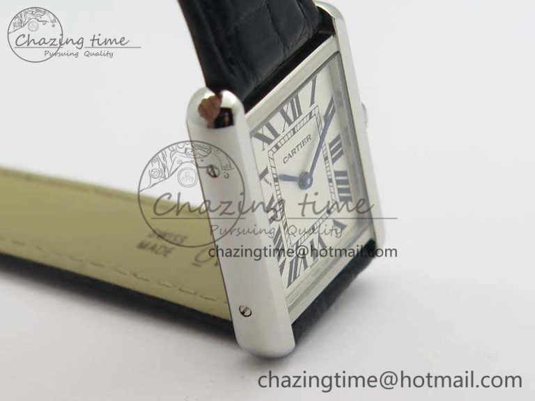Practical Tank Solo W5200002 Ladies 25mm SS LMF 1:1 Best Edition White Dial On Leather Strap Ronda Quartz 10747