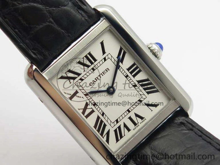 Practical Tank Solo W5200002 Ladies 25mm SS LMF 1:1 Best Edition White Dial On Leather Strap Ronda Quartz 10747