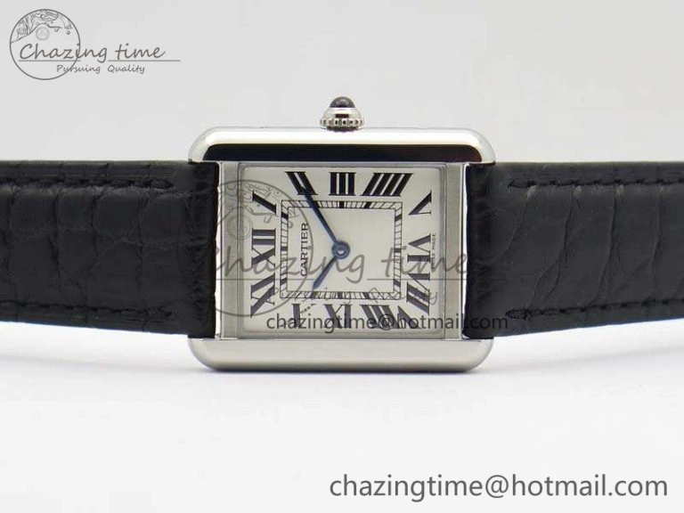 Practical Tank Solo W5200002 Ladies 25mm SS LMF 1:1 Best Edition White Dial On Leather Strap Ronda Quartz 10747