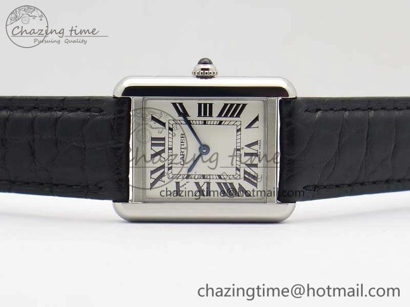Practical Tank Solo W5200002 Ladies 25mm SS LMF 1:1 Best Edition White Dial On Leather Strap Ronda Quartz 10747