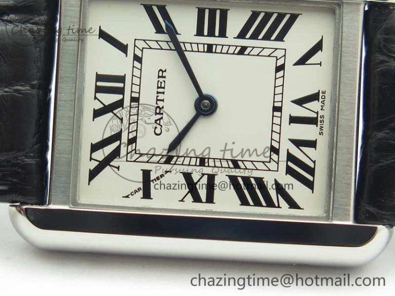 Practical Tank Solo W5200002 Ladies 25mm SS LMF 1:1 Best Edition White Dial On Leather Strap Ronda Quartz 10747