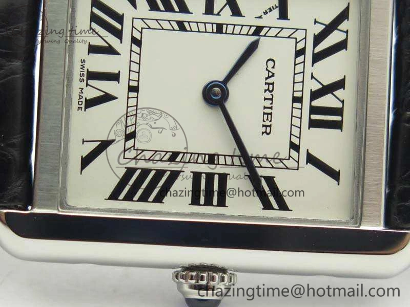 Practical Tank Solo W5200002 Ladies 25mm SS LMF 1:1 Best Edition White Dial On Leather Strap Ronda Quartz 10747