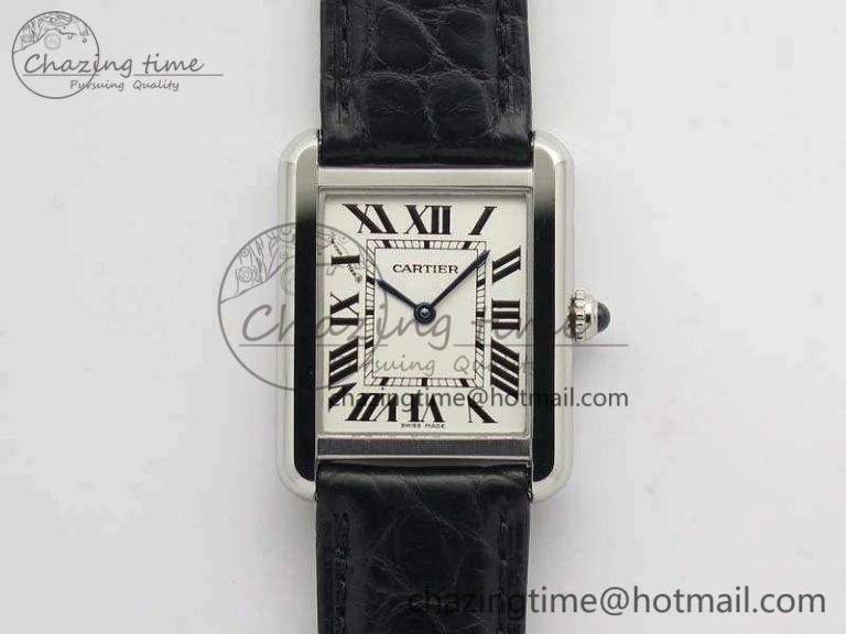 Practical Tank Solo W5200002 Ladies 25mm SS LMF 1:1 Best Edition White Dial On Leather Strap Ronda Quartz 10747