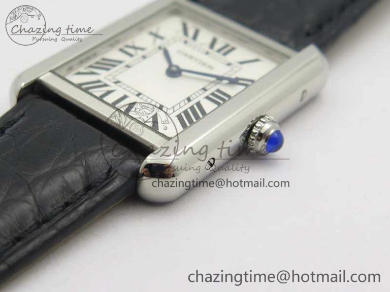 Practical Tank Solo W5200002 Ladies 25mm SS LMF 1:1 Best Edition White Dial On Leather Strap Ronda Quartz 10747