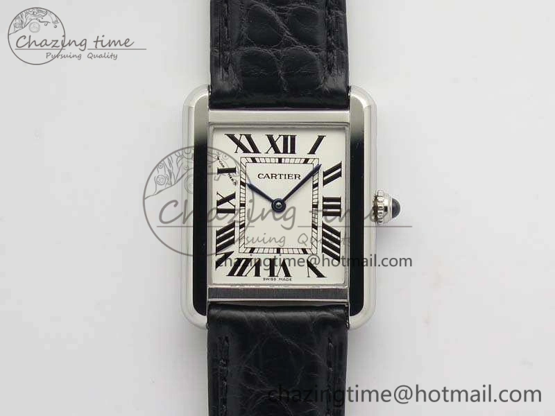 Practical Tank Solo W5200002 Ladies 25mm SS LMF 1:1 Best Edition White Dial On Leather Strap Ronda Quartz 10747