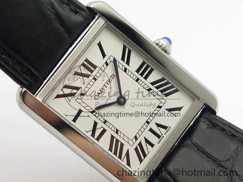 Stretchable Tank Solo W5200002 Ladies 28mm SS LMF 1:1 Best Edition White Dial On Leather Strap Ronda Quartz 6266