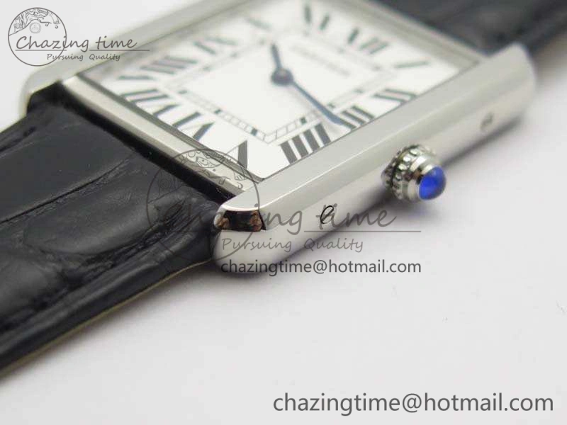 Stretchable Tank Solo W5200002 Ladies 28mm SS LMF 1:1 Best Edition White Dial On Leather Strap Ronda Quartz 6266