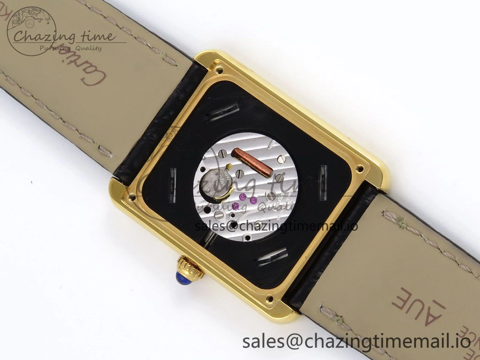 Tank Solo YG AF 1:1 Best Edition White Dial Diamonds Bezel on Black Leather Strap Ronda Quartz Breathable 5864