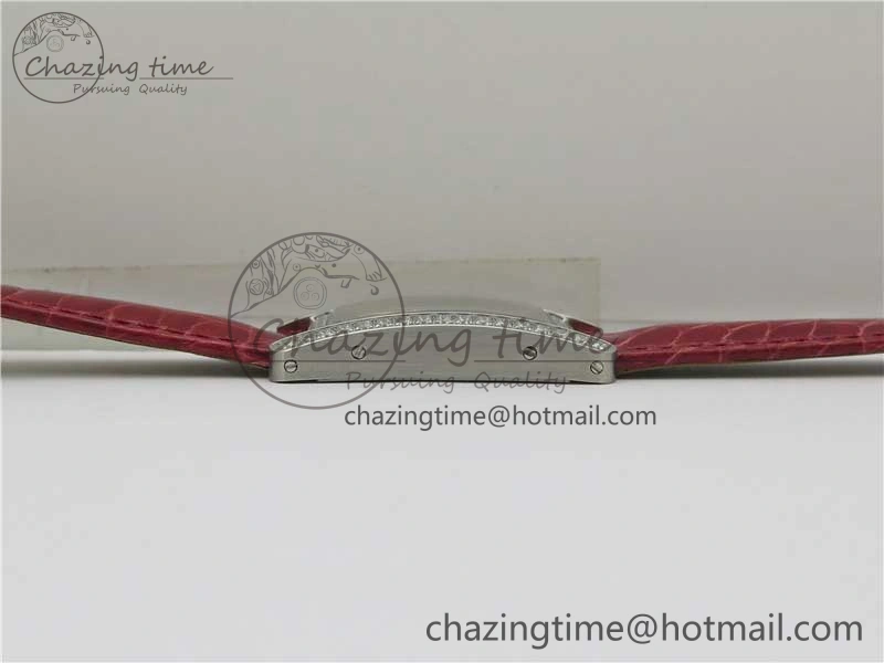 Durable Tank WJTA0029 29mm 8848F Crystal Bezel SS Silver Dial on Pink Croco Strap Ronda Quartz 6078