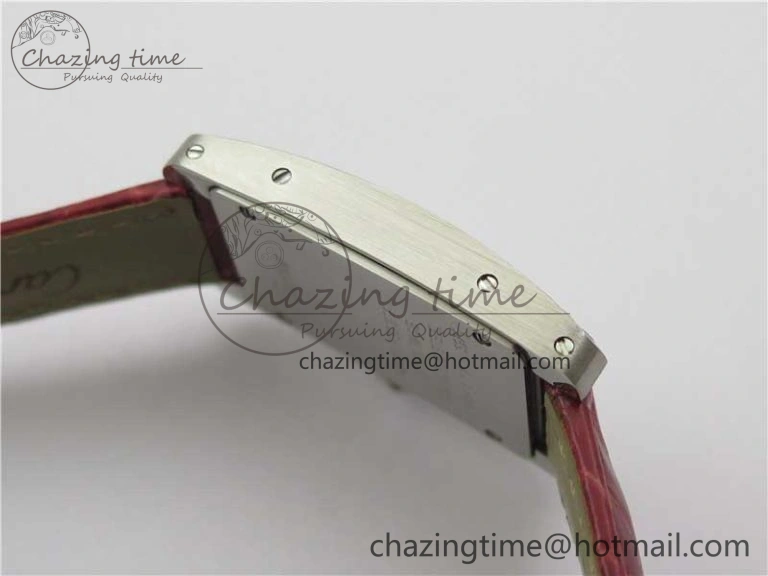 Durable Tank WJTA0029 29mm 8848F Crystal Bezel SS Silver Dial on Pink Croco Strap Ronda Quartz 6078