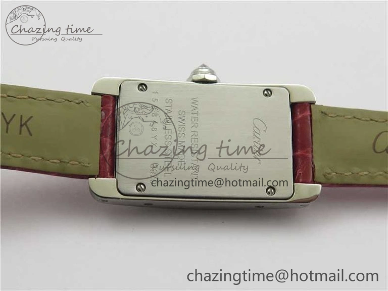 Durable Tank WJTA0029 29mm 8848F Crystal Bezel SS Silver Dial on Pink Croco Strap Ronda Quartz 6078