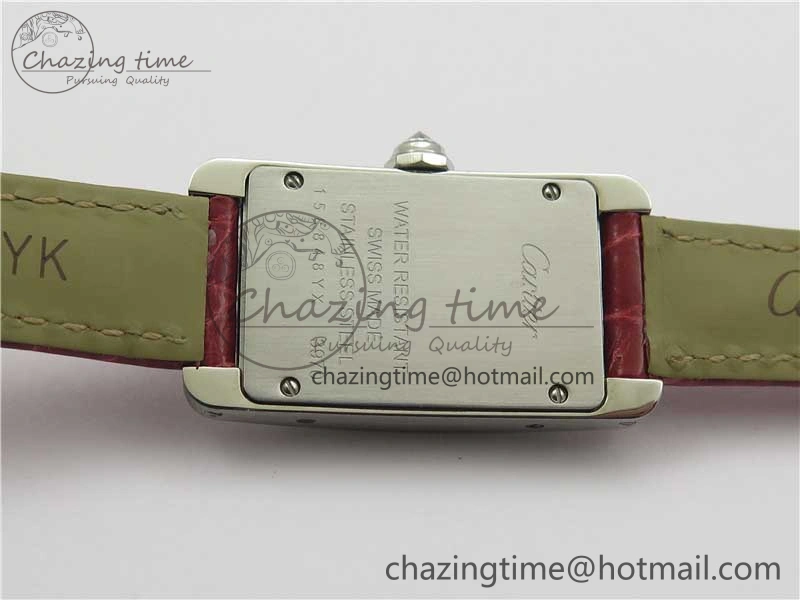 Durable Tank WJTA0029 29mm 8848F Crystal Bezel SS Silver Dial on Pink Croco Strap Ronda Quartz 6078