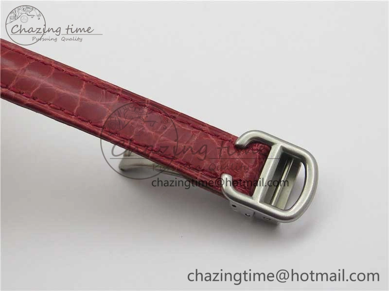 Durable Tank WJTA0029 29mm 8848F Crystal Bezel SS Silver Dial on Pink Croco Strap Ronda Quartz 6078