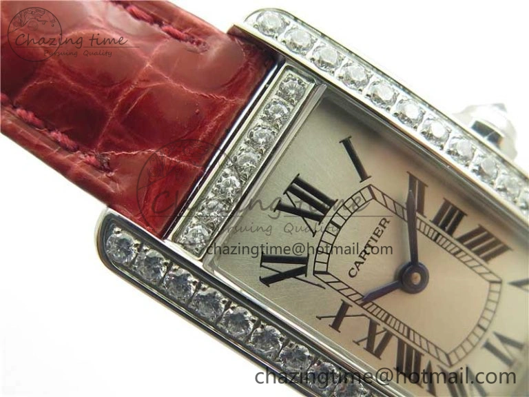Durable Tank WJTA0029 29mm 8848F Crystal Bezel SS Silver Dial on Pink Croco Strap Ronda Quartz 6078