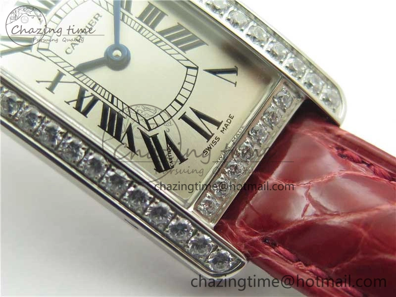 Durable Tank WJTA0029 29mm 8848F Crystal Bezel SS Silver Dial on Pink Croco Strap Ronda Quartz 6078