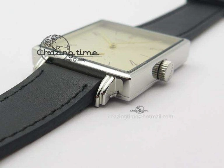 Tetra SS Gold Dial On Black Leather Strap A Snug 7639