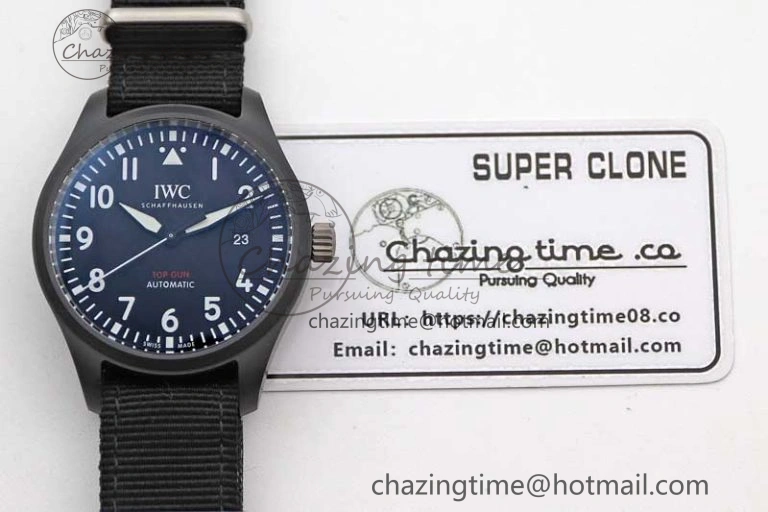 ModernLook Top Gun IW326901 Ceramic M+F 1:1 Best Edition Black Dial on Black Nylon Strap A 4727