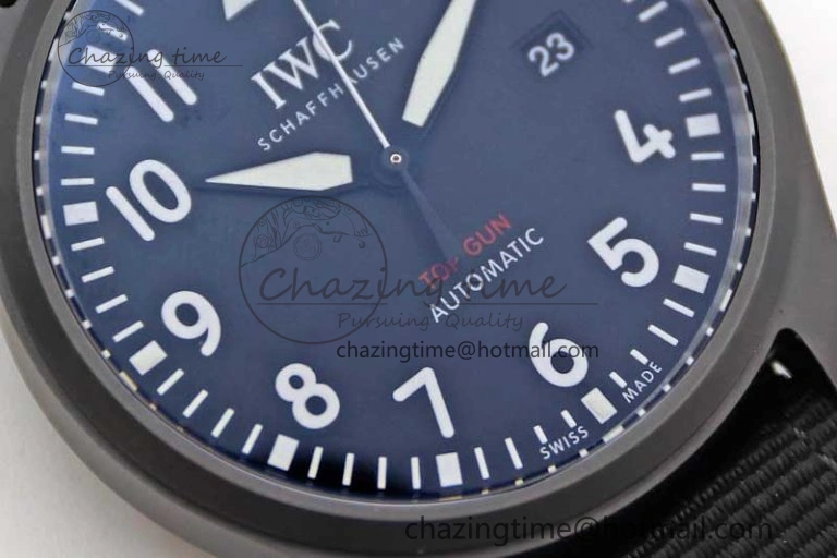 ModernLook Top Gun IW326901 Ceramic M+F 1:1 Best Edition Black Dial on Black Nylon Strap A 4727