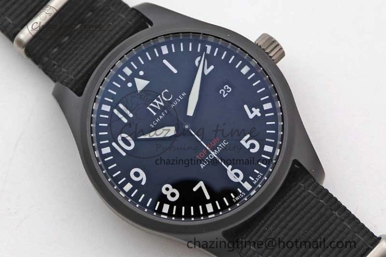 ModernLook Top Gun IW326901 Ceramic M+F 1:1 Best Edition Black Dial on Black Nylon Strap A 4727