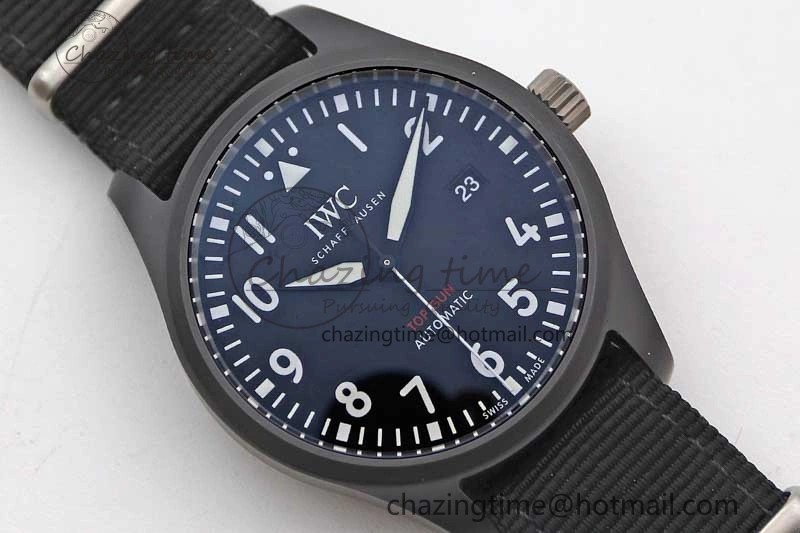 ModernLook Top Gun IW326901 Ceramic M+F 1:1 Best Edition Black Dial on Black Nylon Strap A 4727