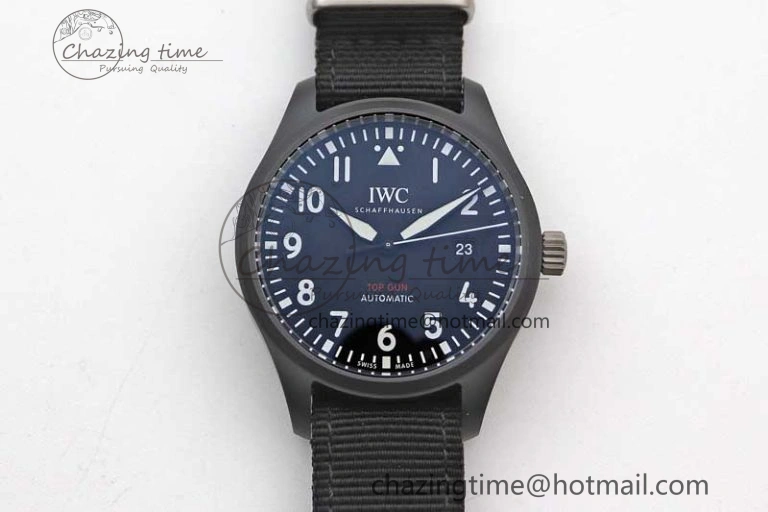 ModernLook Top Gun IW326901 Ceramic M+F 1:1 Best Edition Black Dial on Black Nylon Strap A 4727