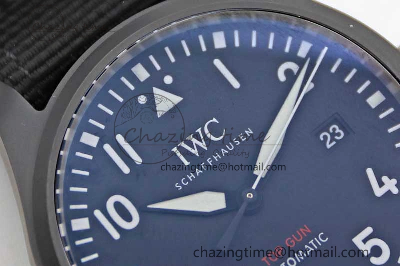 ModernLook Top Gun IW326901 Ceramic M+F 1:1 Best Edition Black Dial on Black Nylon Strap A 4727