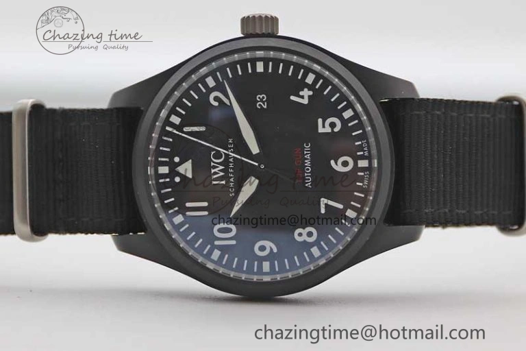 ModernLook Top Gun IW326901 Ceramic M+F 1:1 Best Edition Black Dial on Black Nylon Strap A 4727