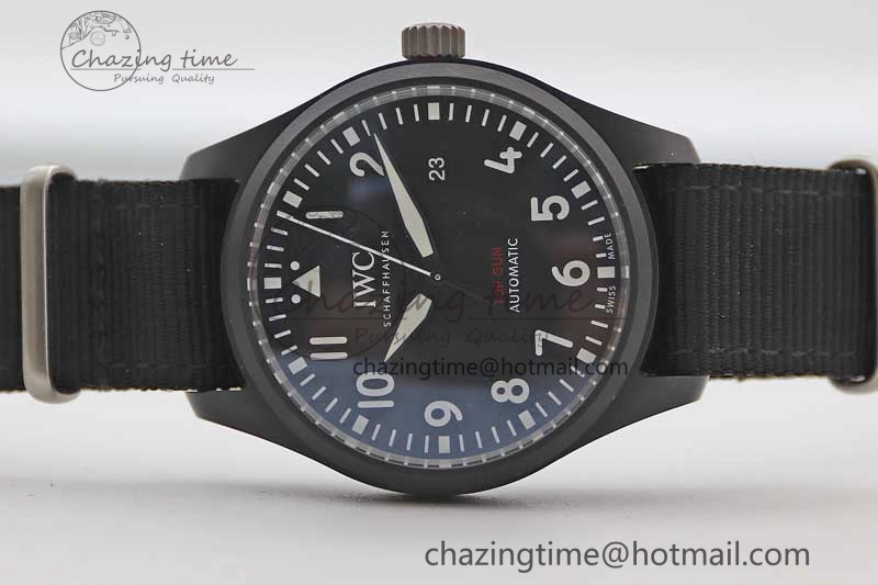 ModernLook Top Gun IW326901 Ceramic M+F 1:1 Best Edition Black Dial on Black Nylon Strap A 4727