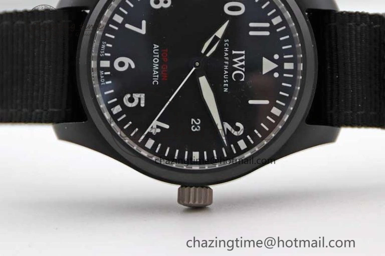 ModernLook Top Gun IW326901 Ceramic M+F 1:1 Best Edition Black Dial on Black Nylon Strap A 4727