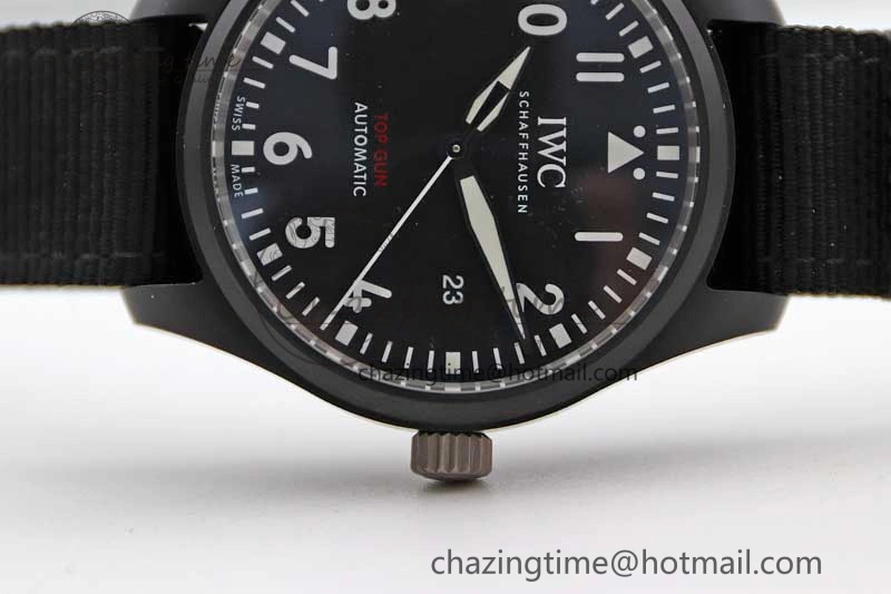 ModernLook Top Gun IW326901 Ceramic M+F 1:1 Best Edition Black Dial on Black Nylon Strap A 4727