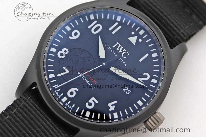 ModernLook Top Gun IW326901 Ceramic M+F 1:1 Best Edition Black Dial on Black Nylon Strap A 4727