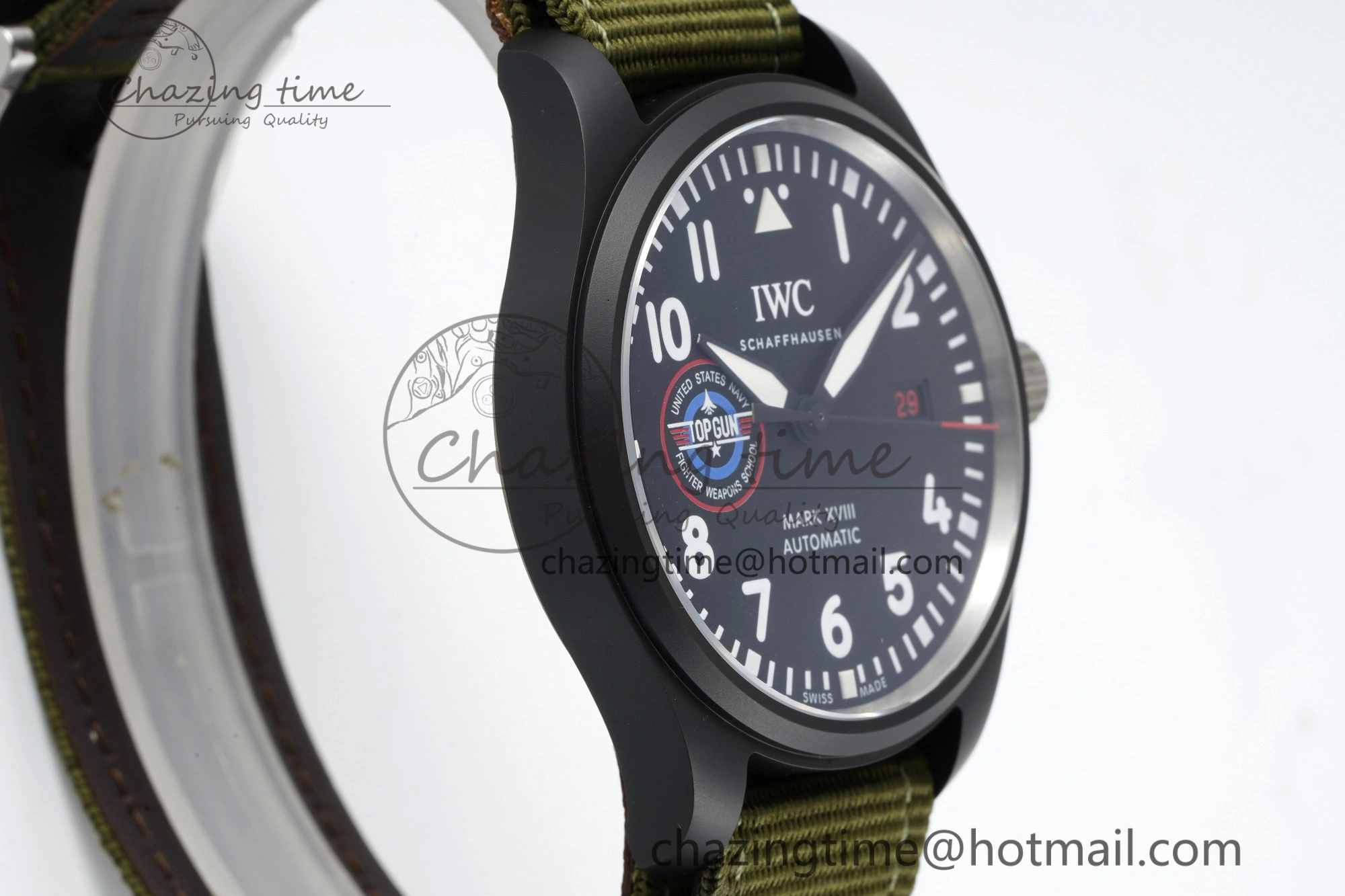 Top Gun Pilot Mark XVIII Limited “SFTI” M+F 1:1 Best Edition Black Dial on Green Nylon Strap A Classic 7064