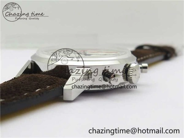 Top Time Chrono SS GF 1:1 Best Edition White Dial on Brown Leather Strap A MultiPurpose 5558