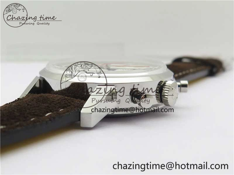 Top Time Chrono SS GF 1:1 Best Edition White Dial on Brown Leather Strap A MultiPurpose 5558