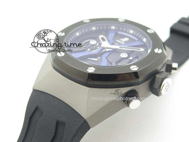 ZeroBulk Tourbillon Concept GMT SS Black Blue Dial On Black Rubber Strap Japan Quartz 5100