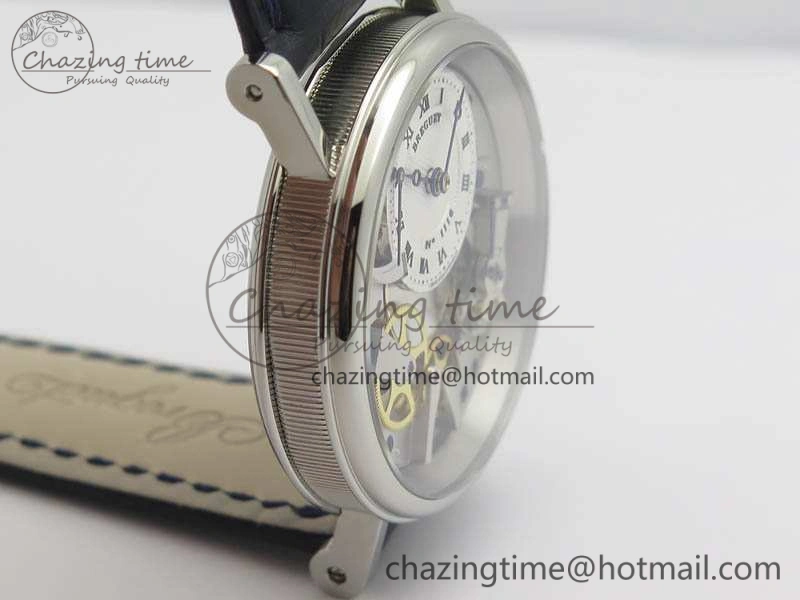 SmartChoice Tradition 7057BB 11 9W6 SS Real PR SF 1:1 Best Edition Skeleton Dial On Blue Leather Strap A 5365
