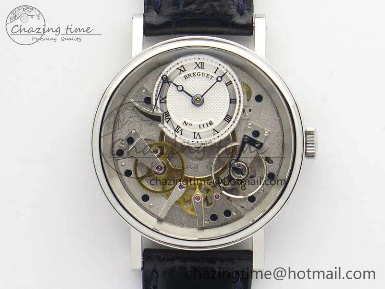 SmartChoice Tradition 7057BB 11 9W6 SS Real PR SF 1:1 Best Edition Skeleton Dial On Blue Leather Strap A 5365