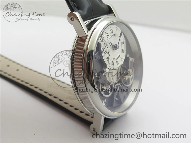 Tradition 7097BB G1 9WU SS Real PR SF 1:1 Best Edition Silver Skeleton Dial on Black Leather Strap A Upgraded 5326