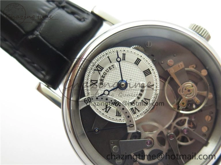 Tradition 7097BB G1 9WU SS Real PR SF 1:1 Best Edition Silver Skeleton Dial on Black Leather Strap A Upgraded 5326